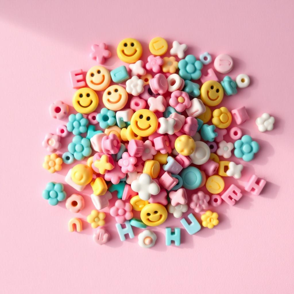A pile of colorful pastel kandi beads